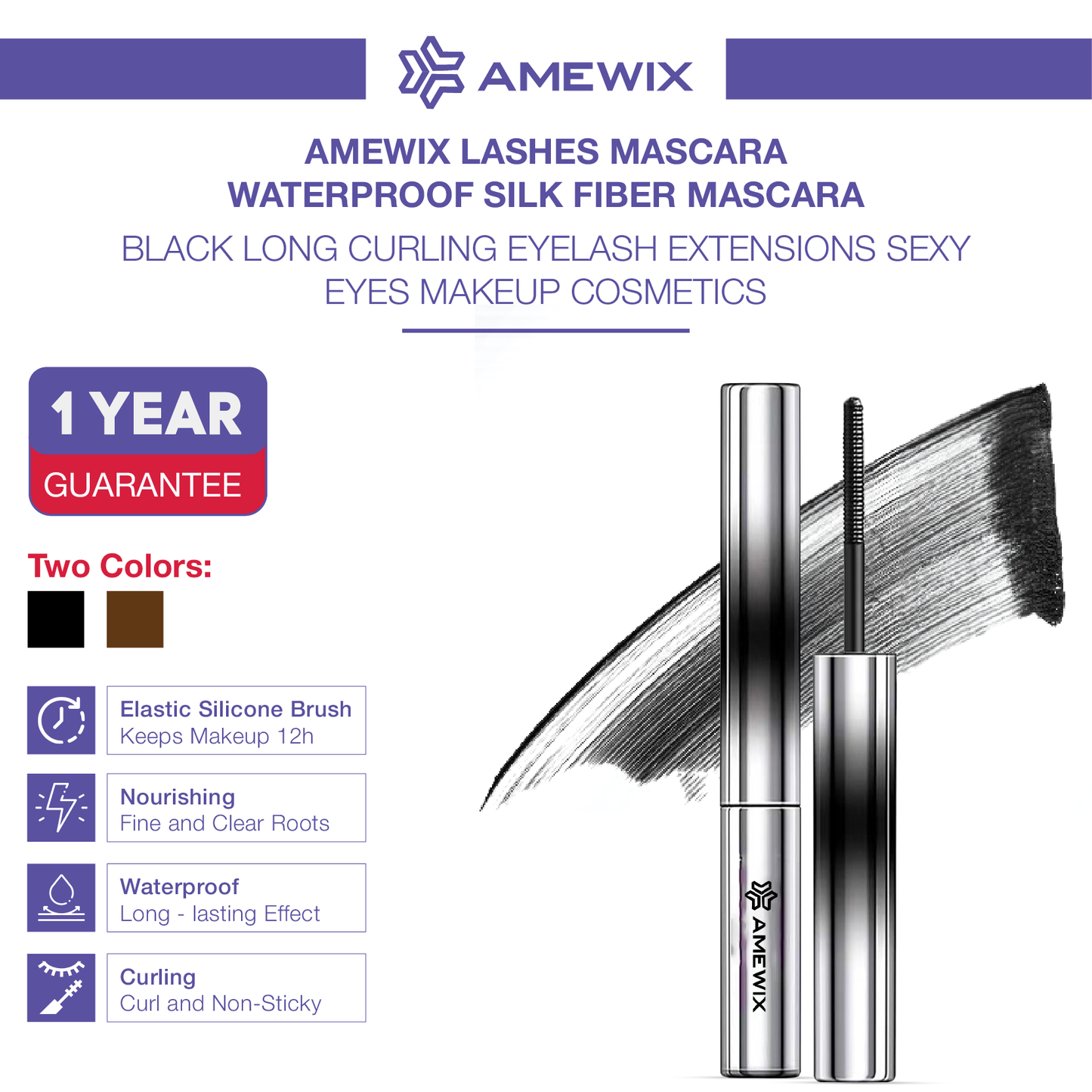 Amewix™ ProCurl Mascara - High Elastic Brush, Long-Lasting, Nourishing Formula