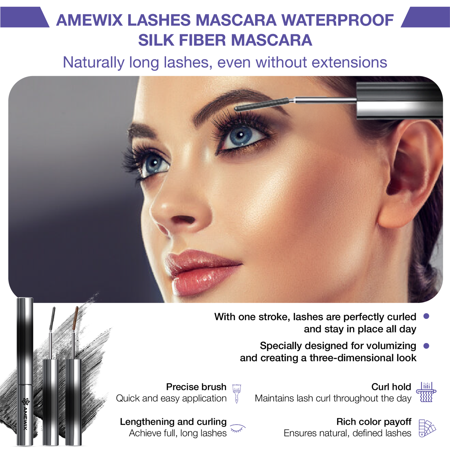 Amewix™ ProCurl Mascara - High Elastic Brush, Long-Lasting, Nourishing Formula